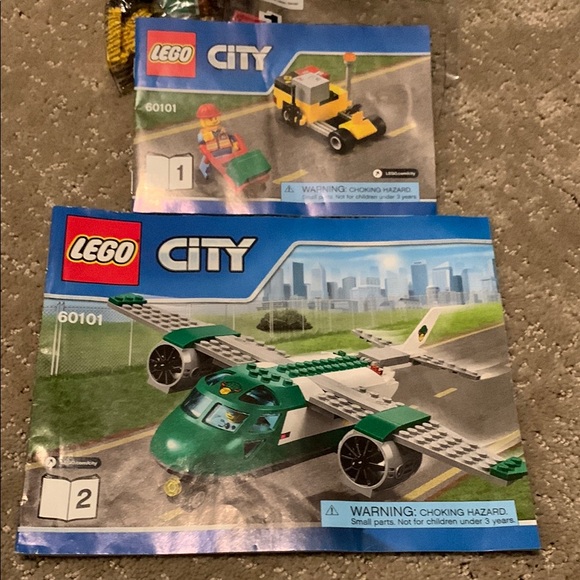 Lego Other - LEGO City Green and White Plane Set and LEGO City worker.